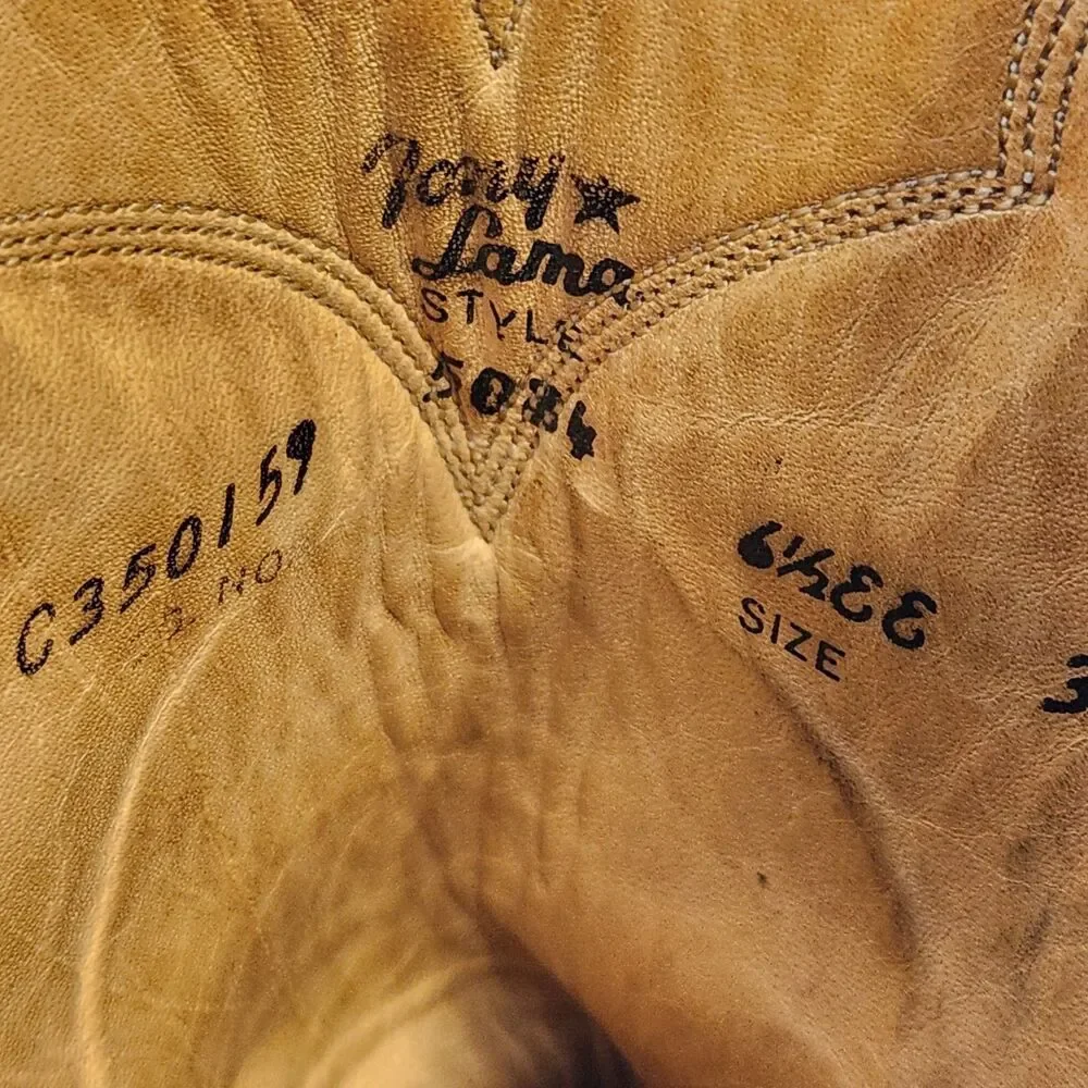 Vintage Tony Lama Mens 5084 Brown Leather Western Cowboy Boots Size 6.5 EE USA